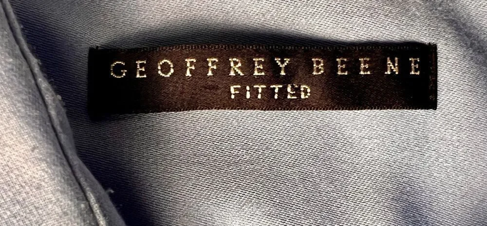 Geoffrey Beene Fitted Blue Shirt Button Down Long Sleeve Size 15.5 32/33